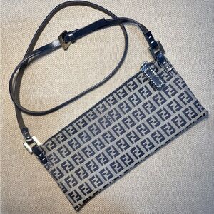 Fendi Navy blue and Cream Zucchino Baguette Bag